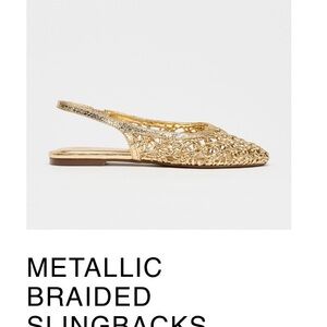 Zara Gold Braided Flats